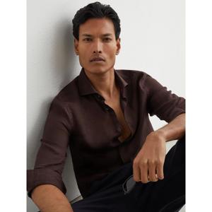 REISS Ruban Linen Cutaway-Collar Regular-Fit Shirt